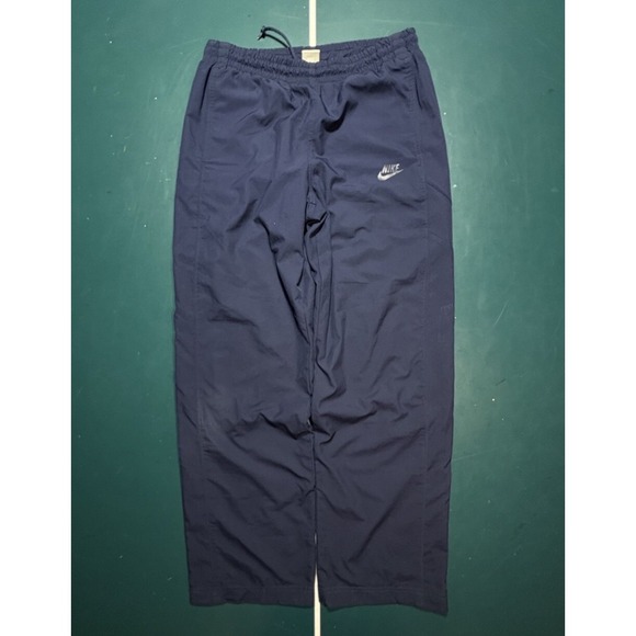 Vintage‎ Y2K Nike Track Pants Medium Baggy Navy Blue Silver Tag Streetwear - Picture 1 of 9